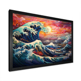 Japanese sunset waves of Kanagawa 5 - People Canvas Wall Art