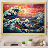 Japanese sunset waves of Kanagawa 5 - People Canvas Wall Art