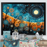 Tribal boho mosaic moon - Geometric Canvas Wall Art