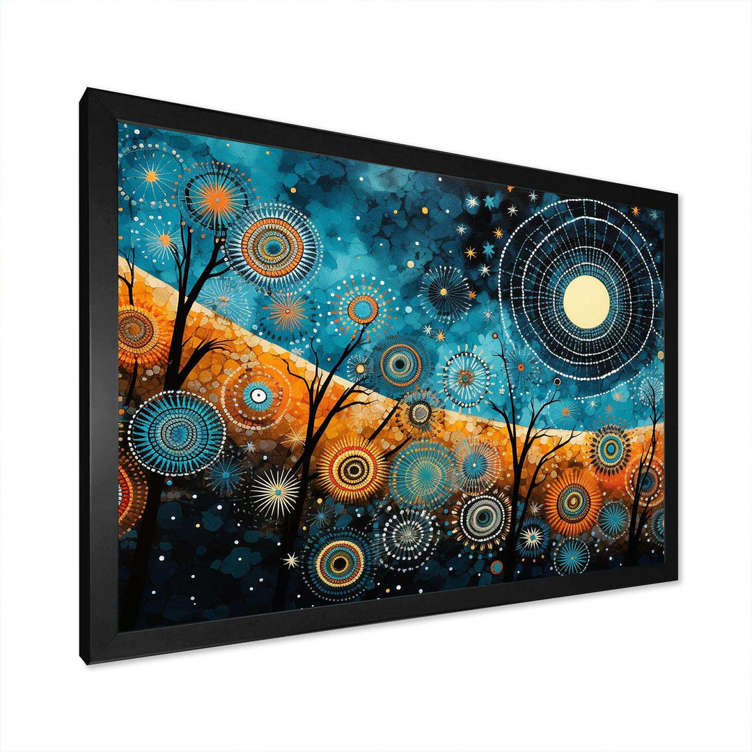 Tribal boho mosaic moon - Geometric Canvas Wall Art