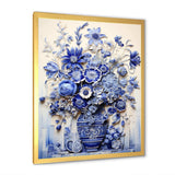 Blue and white Boho plant Pottery  II - Geometric Canvas Wall Art