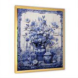 Blue and white Boho flower Pottery  II - Geometric Canvas Wall Art