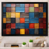 Colorful earth colors tiles V - Geometric Canvas Wall Art