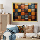 Geometric harmony abstract brown tiles II - Geometric Canvas Wall Art