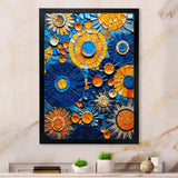 Yellow and blue Mosaic Tiles 2 - Geometric Canvas Wall Art