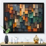 Green and yellow Mosaic Cubes Rain - Abstract Canvas Wall Art