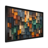 Green and yellow Mosaic Cubes Rain - Abstract Canvas Wall Art