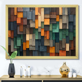 Green and yellow Mosaic Cubes Rain - Abstract Canvas Wall Art