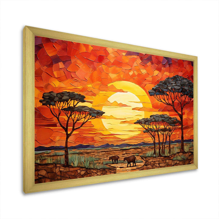 Savannah Sunset in African Safari Hues 2 - Geometric Canvas Wall Art