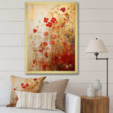 God and Red Floral Japanese Tiles I - Abstract Canvas Wall Art