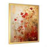 God and Red Floral Japanese Tiles I - Abstract Canvas Wall Art