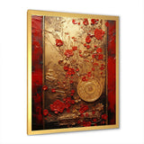 God and Red Floral Japanese Tiles III - Abstract Canvas Wall Art