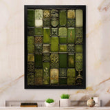 Green stones Tiles I - Abstract Canvas Wall Art