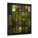 Green stones Tiles I - Abstract Canvas Wall Art