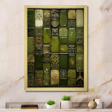 Green stones Tiles I - Abstract Canvas Wall Art