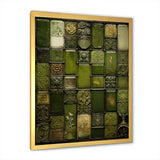 Green stones Tiles I - Abstract Canvas Wall Art