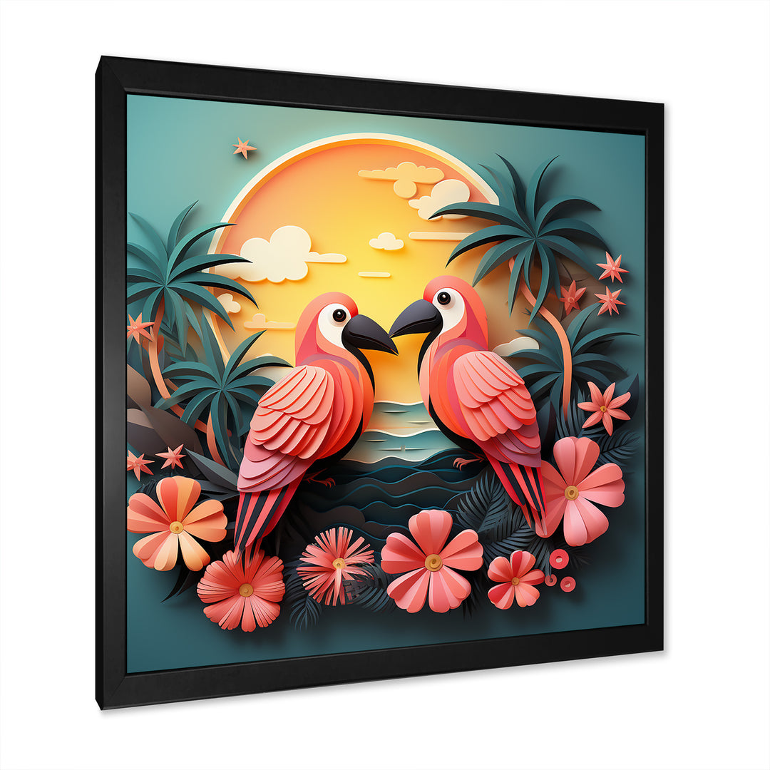 Pink Tropical Toucans - Bird Floral Wall Art Prints