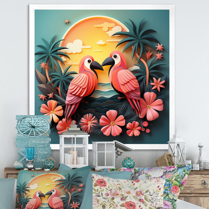 Pink Tropical Toucans - Bird Floral Wall Art Prints