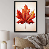 Minimalism orange Autumn maple leaf 2 - Floral Canvas Wall Art