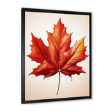 Minimalism orange Autumn maple leaf 2 - Floral Canvas Wall Art