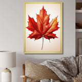 Minimalism orange Autumn maple leaf 2 - Floral Canvas Wall Art