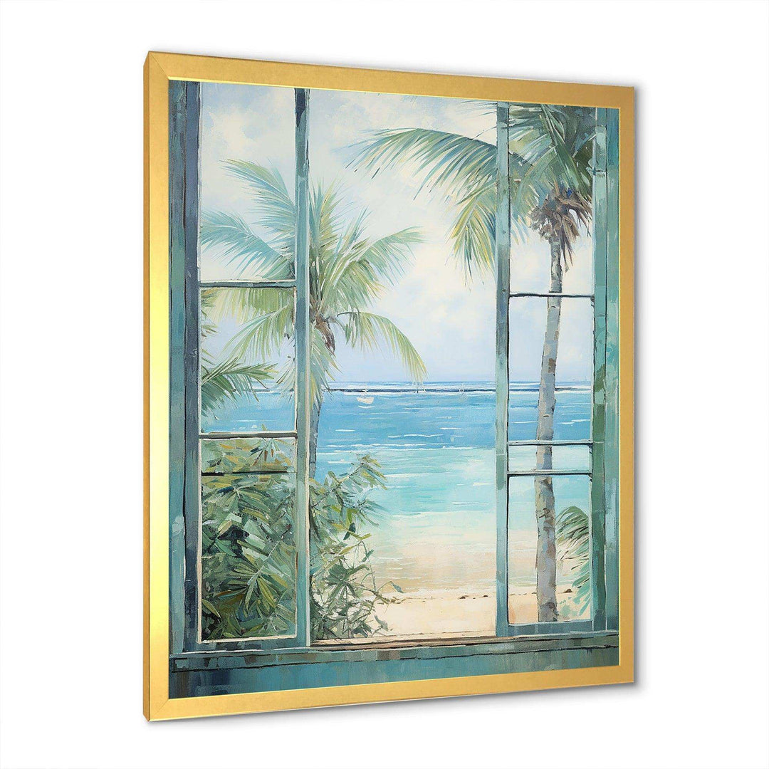 Tropical beach Windows horizon I - Coastal Canvas Wall Art