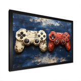 White and red PS Video game Controllers - Fashion Canvas Wall Art