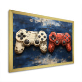 White and red PS Video game Controllers - Fashion Canvas Wall Art