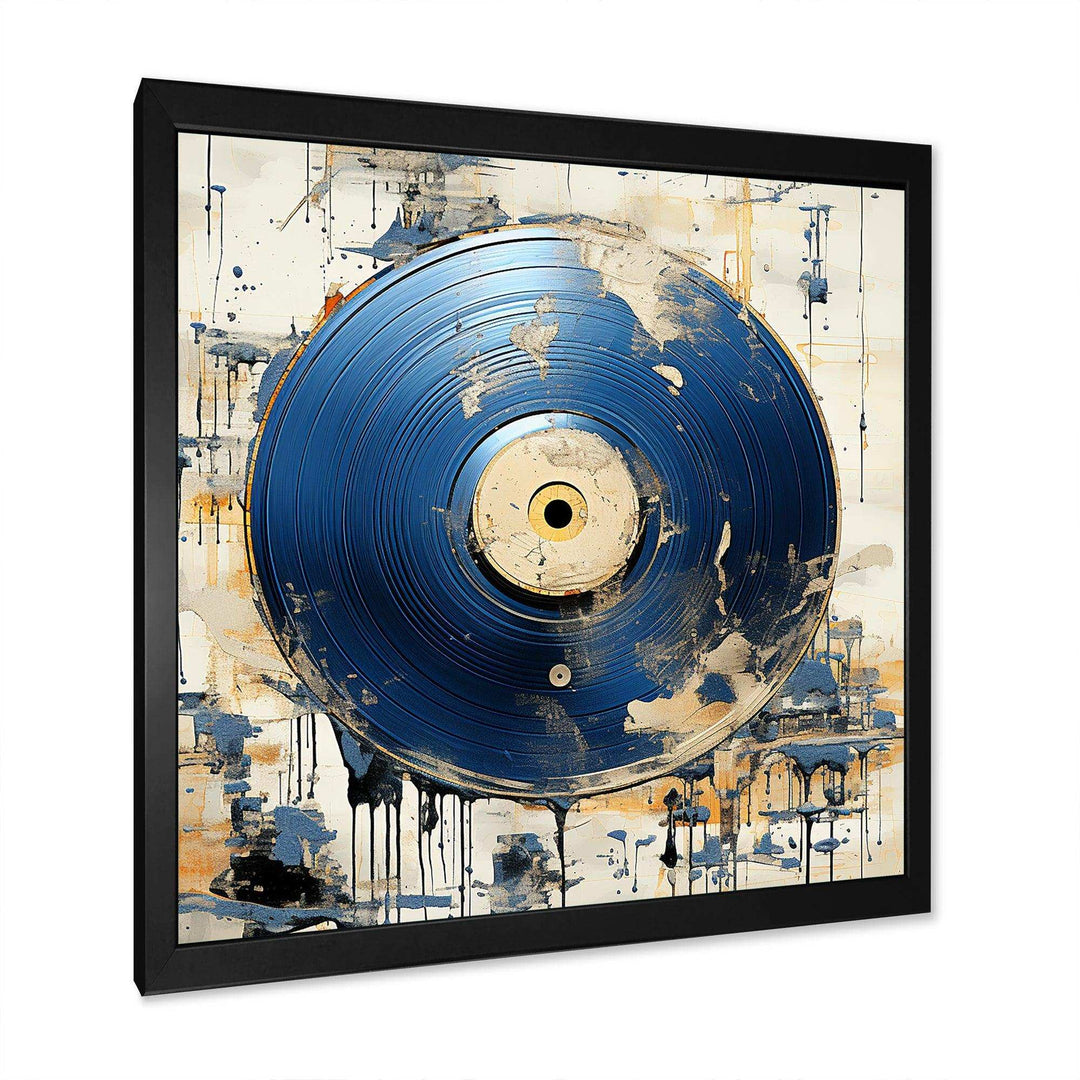 White and blue Vinyl Record Melody - Fashion Canvas Wall Art