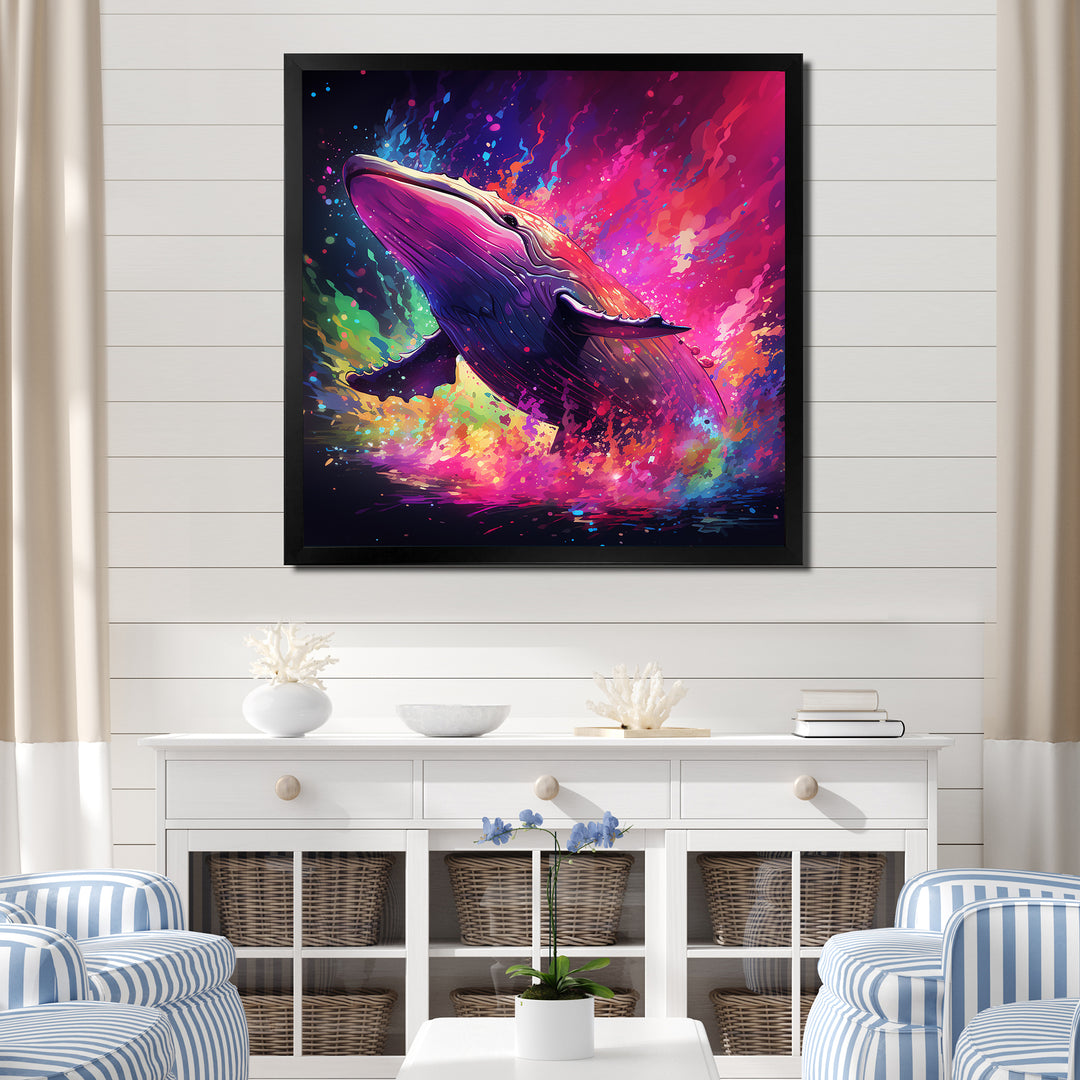 Abstract Whale colorful Song - Whale Living Room Wall Art