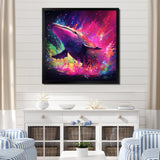 Abstract Whale colorful Song - Whale Living Room Wall Art