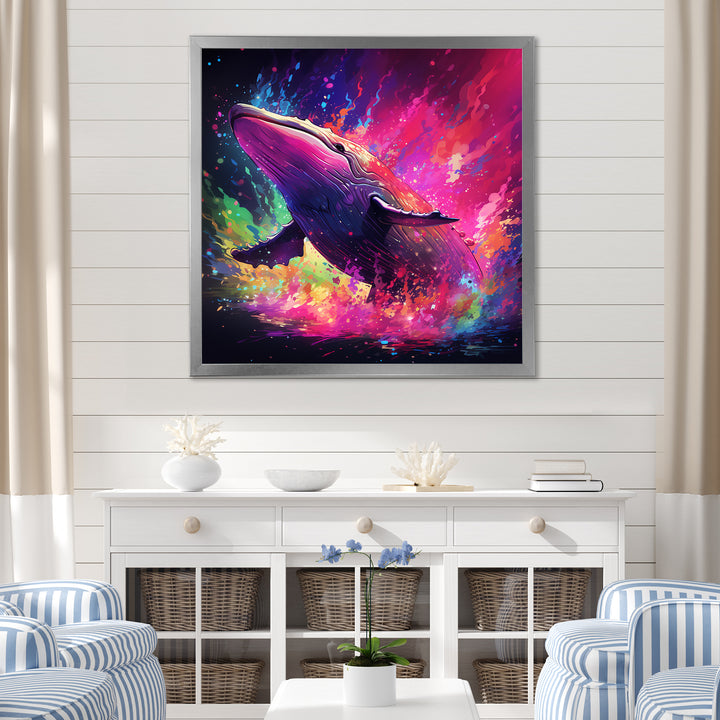 Abstract Whale colorful Song - Whale Living Room Wall Art
