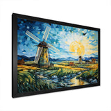 Blue Calm windmill meadows - Architecture Canvas Wall Art