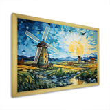 Blue Calm windmill meadows - Architecture Canvas Wall Art