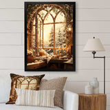 Christmas Winter window view I - Landscapes Canvas Wall Art