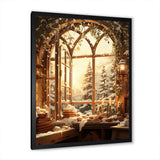 Christmas Winter window view I - Landscapes Canvas Wall Art