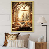 Christmas Winter window view I - Landscapes Canvas Wall Art