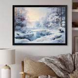 Winter River window view II - Landscapes Canvas Wall Art