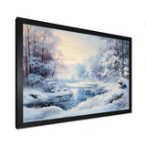 Winter River window view II - Landscapes Canvas Wall Art