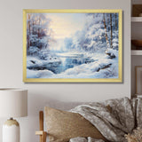 Winter River window view II - Landscapes Canvas Wall Art