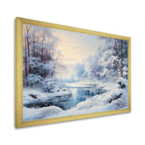 Winter River window view II - Landscapes Canvas Wall Art