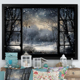 Midnight Gothic winter window view I - Landscapes Canvas Wall Art