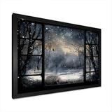 Midnight Gothic winter window view I - Landscapes Canvas Wall Art