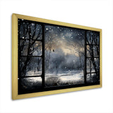 Midnight Gothic winter window view I - Landscapes Canvas Wall Art