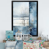 White and blue Winter forest collage IV - Landscapes Canvas Wall Art