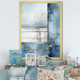 White and blue Winter forest collage IV - Landscapes Canvas Wall Art