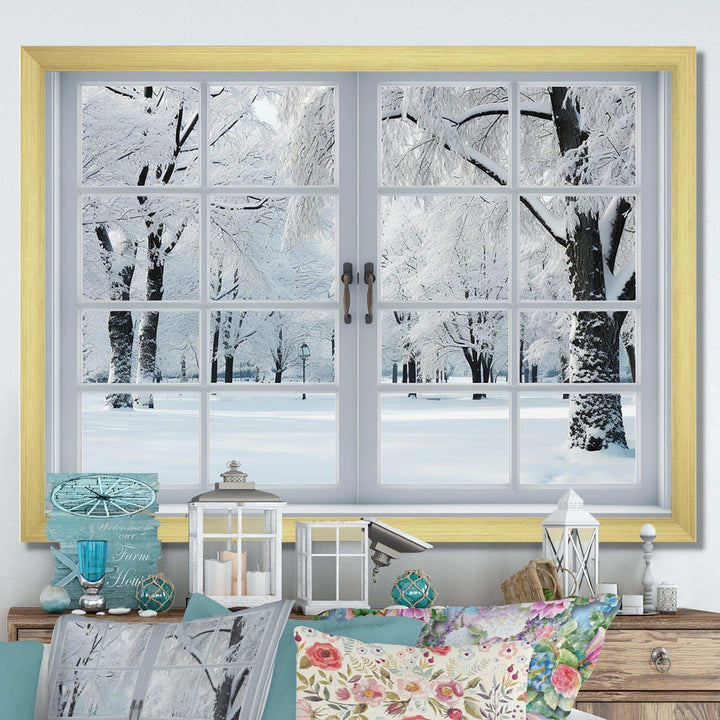 Winter Forest window views I - Landscapes Canvas Wall Art