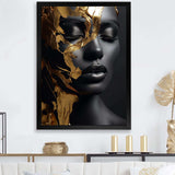 Black and gold Gilded woman Photo III - Fashion Canvas Wall Art