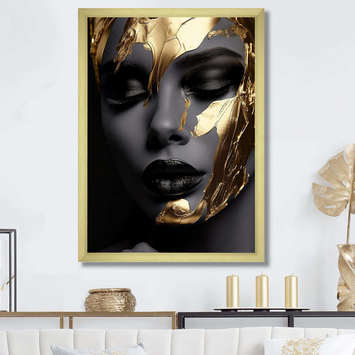 Black and golden woman Photo IV - Fashion Canvas Wall Art