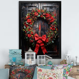 Christmas Holiday Festivity Wreath - Floral Canvas Wall Art